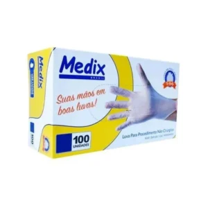 Luvas Descartáveis em Vinil Lisa sem Talco Medix Tamanho G