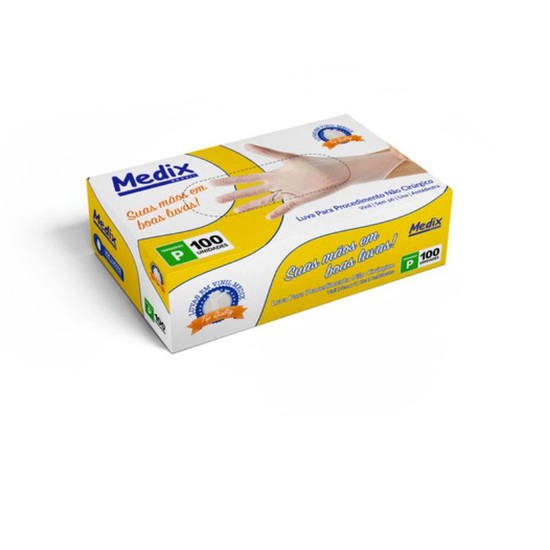 Luvas Descartáveis em Vinil Lisa sem Talco Medix Tamanho G com 100 Unidades - Imagem 2