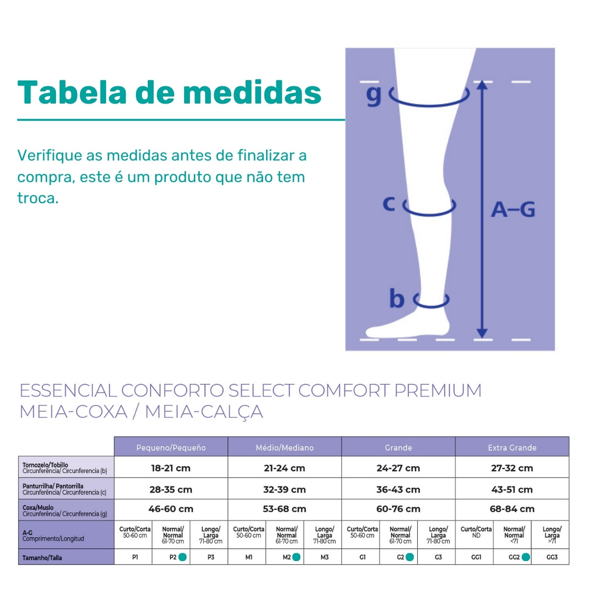 Meia Sigvaris Select Comfort Premium Meia Coxa 7/8 20–30mmHg - Imagem 3