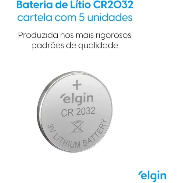 Bateria de Lítio Elgin CR2032 Cartela com 5 Unidades - Imagem 3