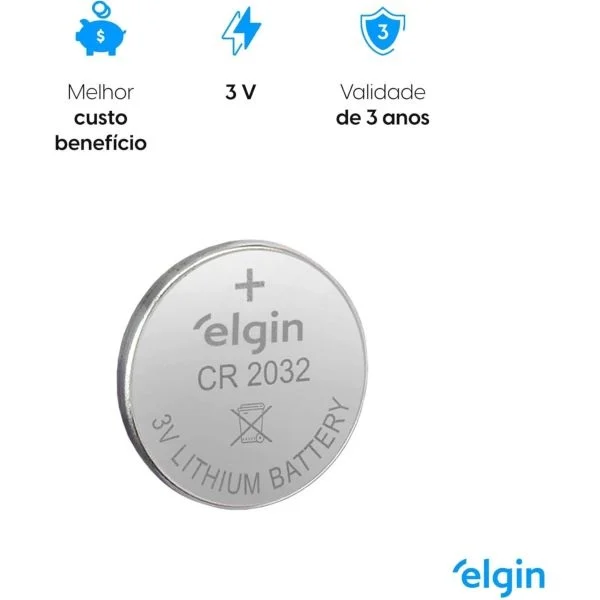 Bateria de Lítio Elgin CR2032 Cartela com 5 Unidades - Imagem 4