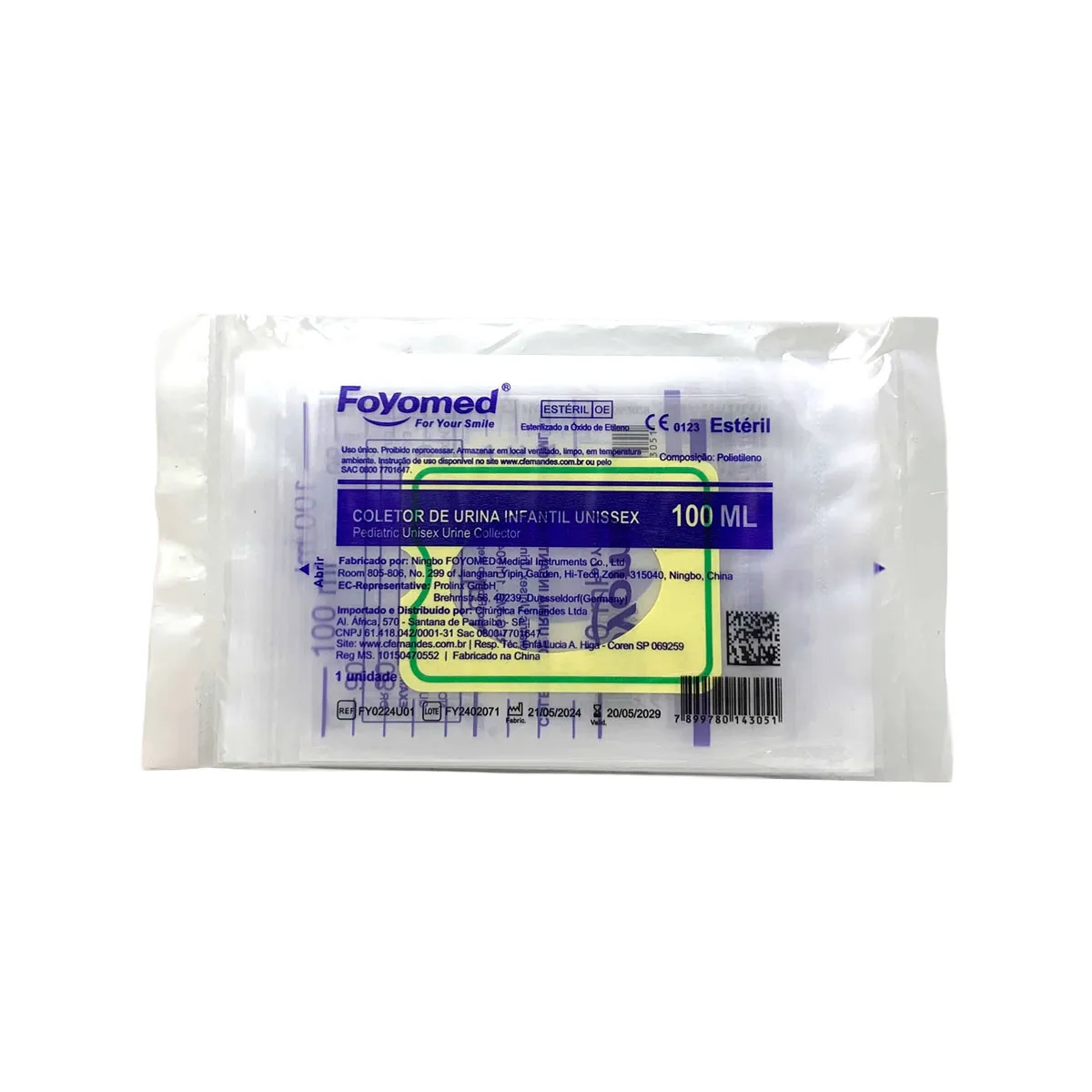 Coletor de Urina Infantil Estéril Unissex 100ml