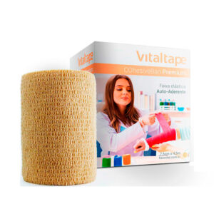 Bandagem Elástica VitalTape Cohesiveban 7,5cm x 4,5m Caixa Bege – Fisiovital